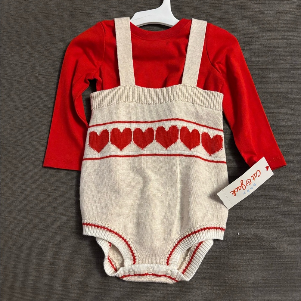 Cat & Jack 
Red and Cream Heart Romper